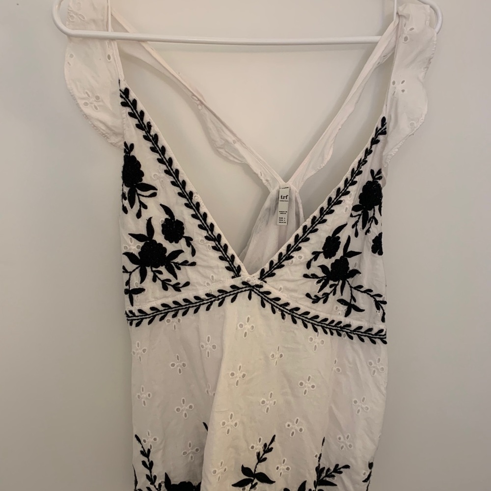 Black and white lace tank